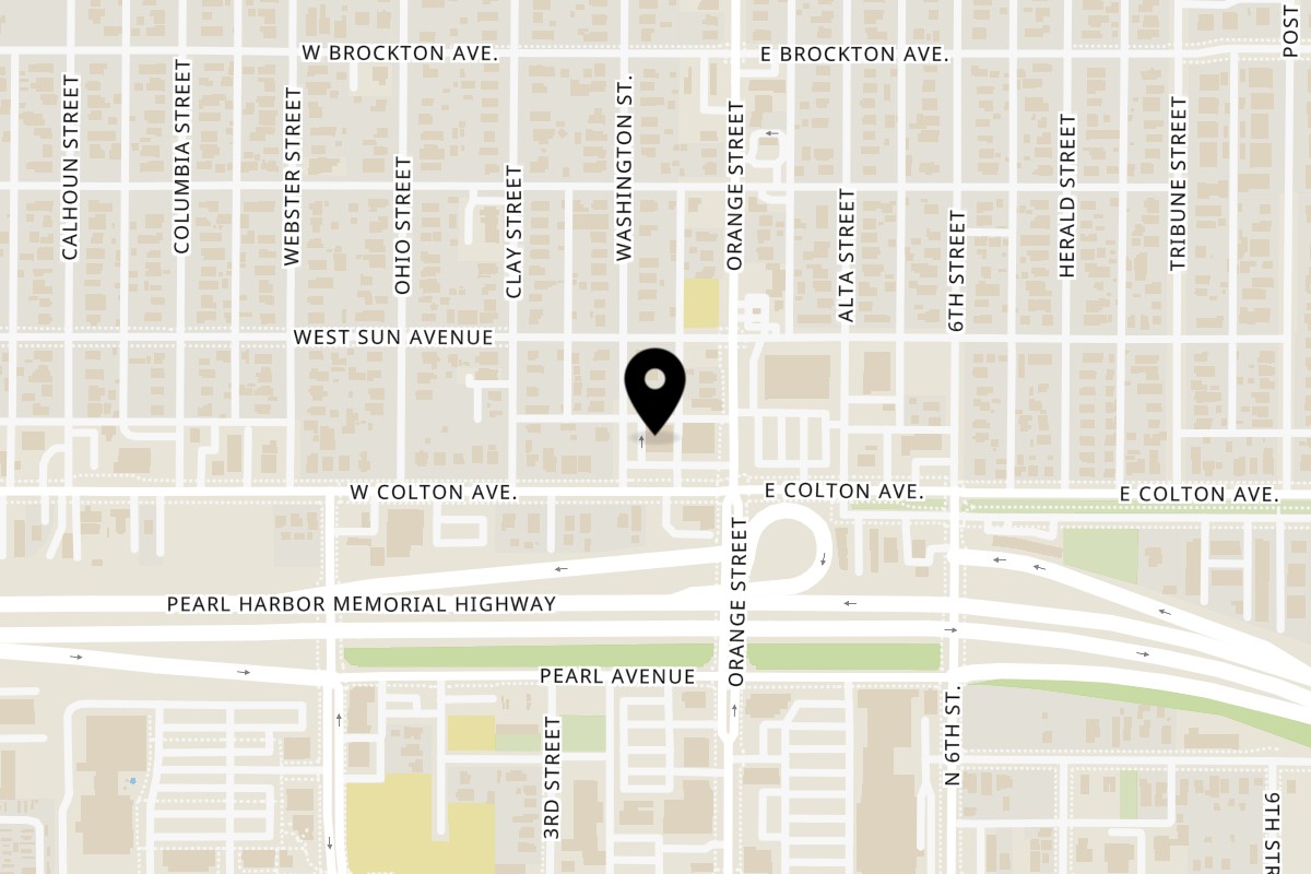 Map showing the location of Pho Sure! on 32 W Colton Ave in Redlands